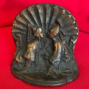 Antique Cast Iron w/copper overlay Door Stop or 1 Book End. Art Deco